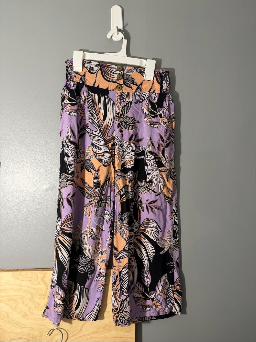 Women's Blue Rain Lavender & Peach Printed Wide-Leg Palazzo pants